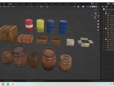 Boxes and Barrels Low-poly 3D model