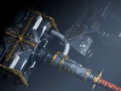 Hammer Warhammer Game Ready Model Low-poly 3D model