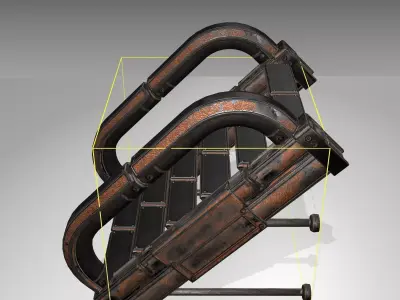 Futuristic Stairs - 9 - Rusty Textures Low-poly 3D model