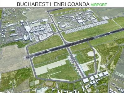Bucharest Henri Coanda Airport 15km Low-poly 3D model