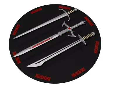 Medieval 3 Swords 3D model