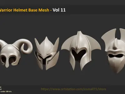 25 Warrior Helmet Base Mesh - Vol 11 Low-poly 3D model