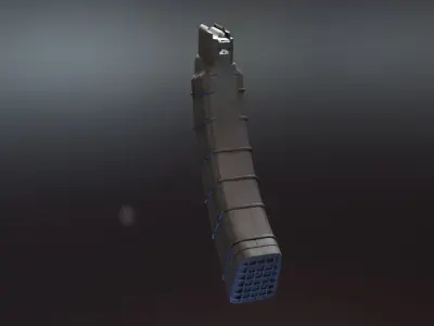 60 Round Quad AK magazine Low-poly 3D model