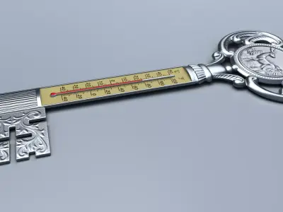 Antique Room Thermometer Iron 3D model