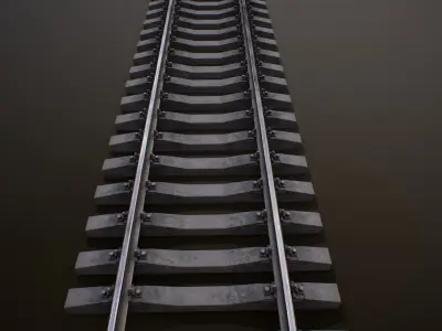 Railway lowpoly PBR railroad track Low-poly 3D model