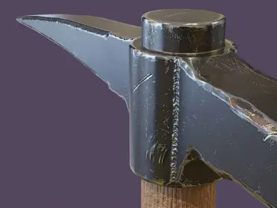 Realistic steel pickaxe low poly 2048p Low-poly 3D model