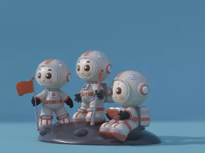 Pop Mart-Astronaut Sculpture Ornament 02 3D model
