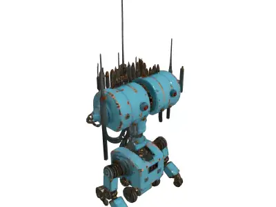 Vintage SciFi Robot with Antennas Low-poly 3D model