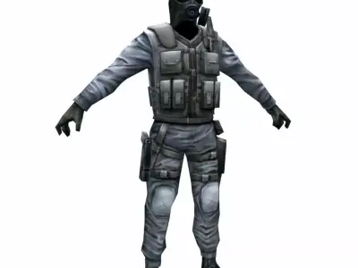 R3 Gas mask Army Soldier Low-poly 3D model