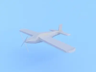 Low poly 3D model of airplane Utva 75 Free low-poly 3D model