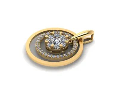 Pedant round with diamond 3D print model