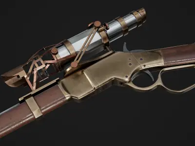 Winchester 1866 sniper rifle Low-poly 3D model