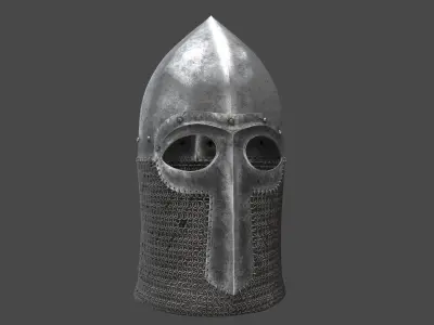 Medieval Helmet Low-poly 3D model 2