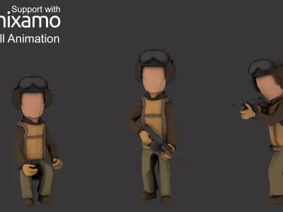 WW2 US Pilot Low-poly 3D model