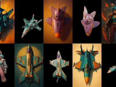 AirCraft bundle 10 pack 100 glb Low-poly 3D model