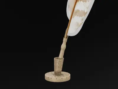 Feather Ink Pen Low-poly 3D model