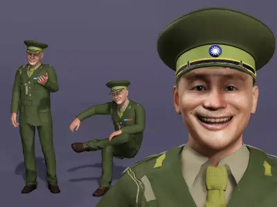 Realistic Eastern Military Officer Character Chiang Kai-shek 3D model