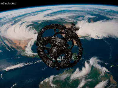  Sci-Fi Space Station Black 