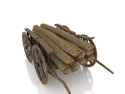 Medieval Horse Cart Low-poly 3D model