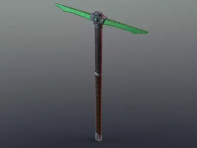 Pickaxe - Emerald Low-poly 3D model