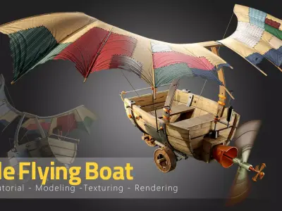 Little Flying Boat-Tutorial and asset Low-poly 3D model