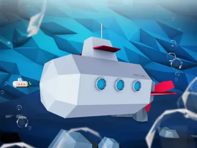 Low Poly Cartoon Submarine Free low-poly 3D model