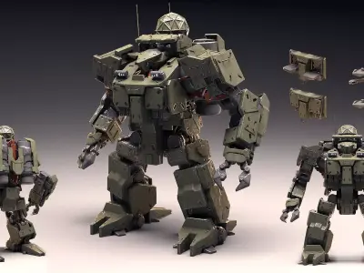 heavy Assault Mech Low-poly 3D model
