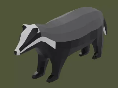 Stylized lowpoly BADGER Low-poly 3D model