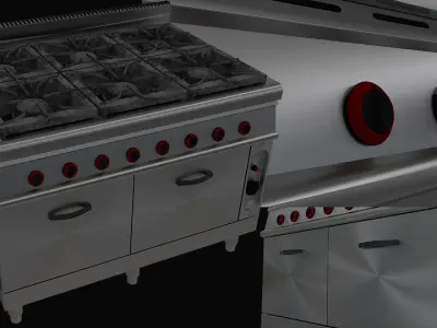 Gas cooker with oven industrial type 3D model