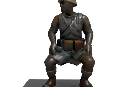 Rusty Soldier Miner Statue Low-poly 3D model