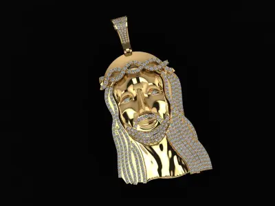 Detailed Jesus Christ Gold Necklace 3D print model