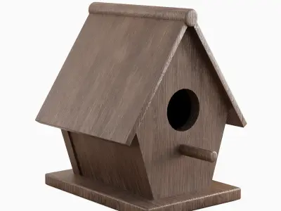 Wooden Birdhouse Set D Low-poly 3D model