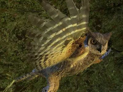 Great Horned Owl - rigged - animated - PBR - VRAY - Standard 3D model
