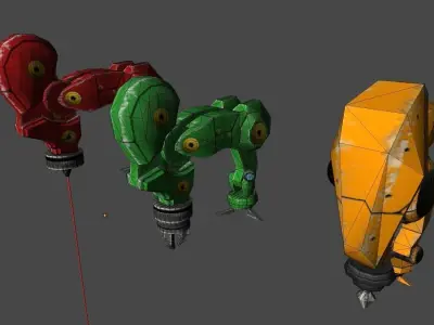 Cartoon industrial robots Low-poly 3D model