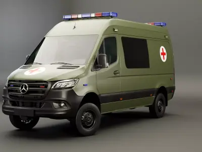 Mercedes Sprinter 4x4 Military Ambulance 3D model