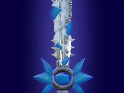 Stylized weapon sword with ice crystals PBR Low-poly game ready Low-poly 3D model
