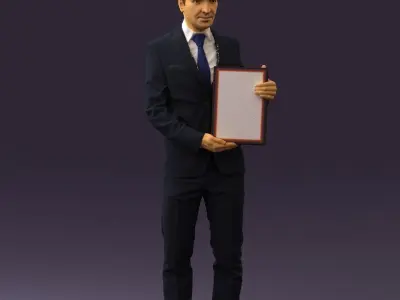 Man in blue suit diploma 0557 3D model