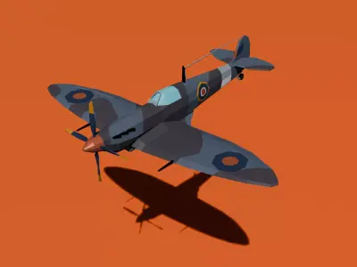 SpitFire Fighter Low Poly WW2 Low-poly 3D model