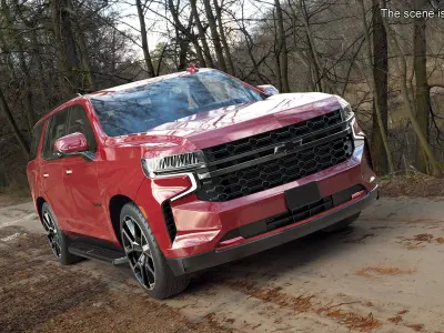 Red SUV Chevrolet Tahoe 2024 3D model