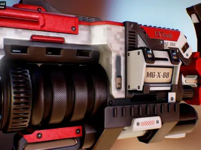 Futuristic Minigun Low-poly 3D model