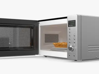 Kitchen Microwave With Pie 3D model