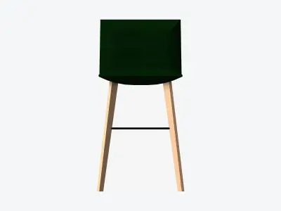 Furniture - Seating - Contemporary - Bar - Stoolooden - Feet Low-poly 3D model