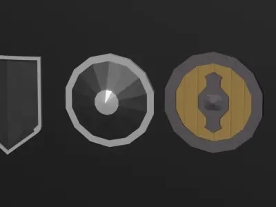 Low-poly medieval weapons and shield Low-poly 3D model