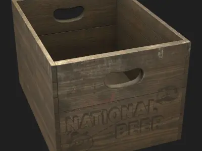 National beer wood box Low-poly 3D model