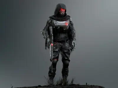 Sci Fi Sniper Soldier Low-poly 3D model