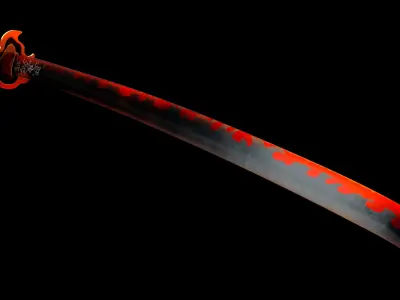 Demon Slayer - kyojuro Rengoku Katana 3D model