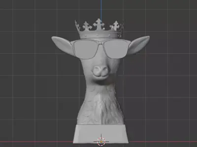 goat with crown  3D print model