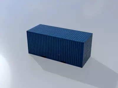Shipping Container gentian blue 20ft Low-poly 3D model