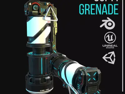 Game ready Grenade prop Low-poly 3D model Low-poly 3D model