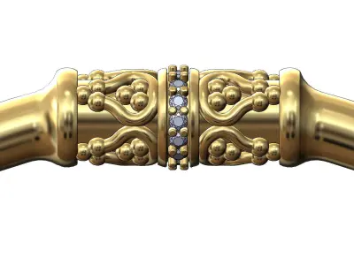 Diamond beaded crown horn cuff bracelet 3D print model